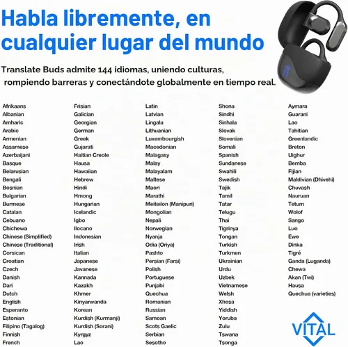 Vista 9 de Vital Traducción Auriculares Traductor de Lenguaje en Tiempo Real Auriculares Bluetooth