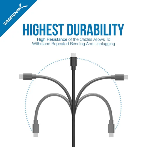 Vista 3 de SABRENT Paquete de 6 cables micro USB de alta calidad de 22 AWG (X3-3 pies + X3-1 pie) de alta velocidad USB 2.0 A macho a micro B cables