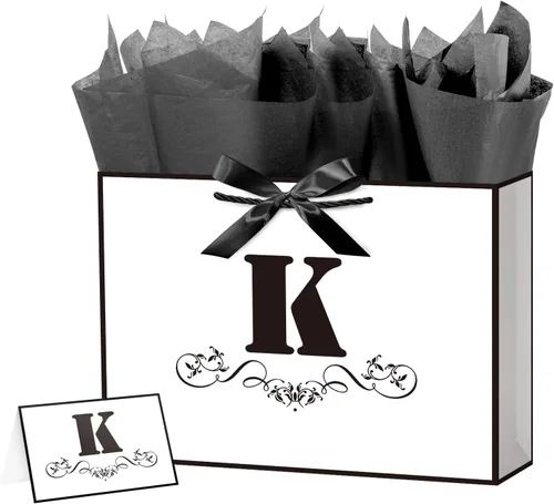 Vista 16 de ysmile Bolsa de regalo de letras con papel de envoltura para hombres, mujeres, niños y niñas, bolsa de papel grande de 16 pulgadas, color blanco