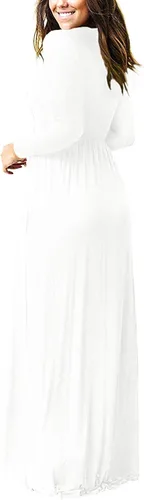 Vista 3 de VIISHOW - Vestido largo casual de manga larga para mujer de ajuste holgado con bolsillos y de color liso