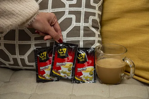 Vista 4 de Café instantáneo con colágeno G7 3 en 1 para cabello, piel y uñas, con colágeno añadido, crema no láctea y bajo en azúcar, bajo en cafeína, café