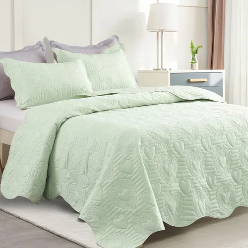Vista 22 de Auemtyn Juego de edredón de tamaño Full/Queen de 3 piezas, colcha de verano suave y ligera, cobertor de cama de microfibra reversible para todas