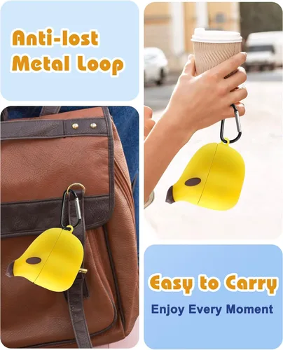 Vista 3 de Boaretiu - Funda para AirPods Pro/Pro de 2ª generación, lindo KawaiiBanana con llavero para AirPods Pro y Pro 2, divertida funda 3D de silicona