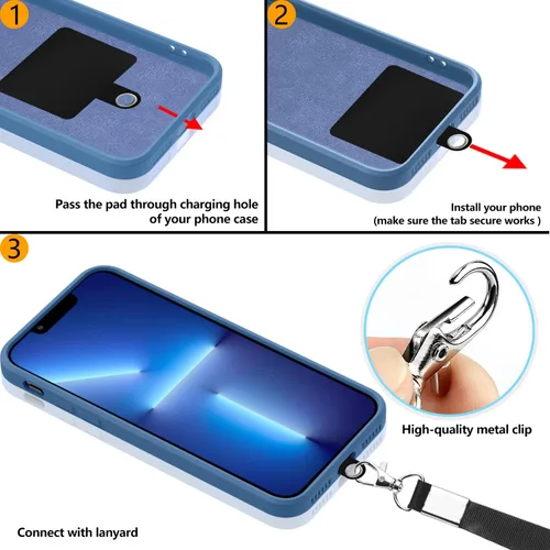 Vista 6 de Funda compatible con Samsung Galaxy A13 5G de 6.5 pulgadas, funda protectora de cuerpo completo de silicona suave, correa de cordón para el cuello