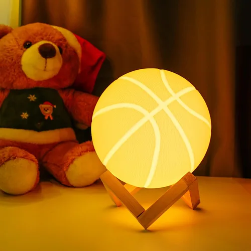 Vista 7 de Luz nocturna de baloncesto, regalos para papás y hombres aficionados al baloncesto, lámpara de habitación con control remoto, 16 colores cambiantes