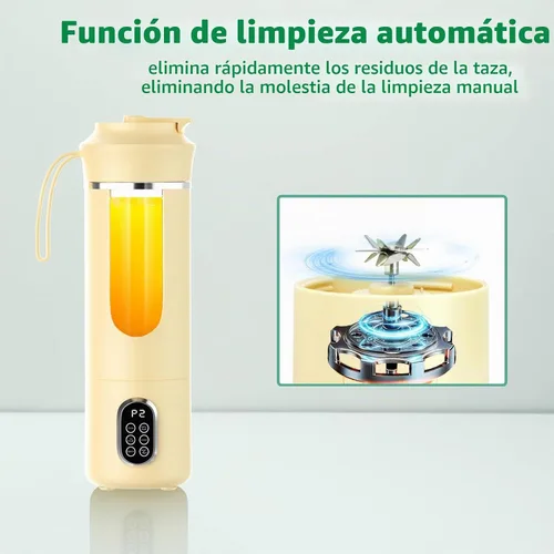 Vista 5 de Licuadora inalámbrica portátil, pequeño exprimidor recargable, mini licuadora personal para batidos y batidos, con función de limpieza automática