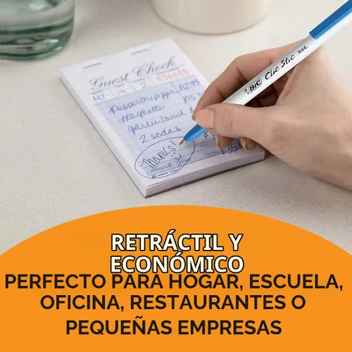 Vista 3 de BIC Clic Stic - Bolígrafo retráctil, punta media de 0.039 pulgadas, 50 unidades (azul)