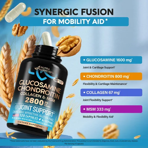 Vista 6 de Glucosamina condroitina MSM Colágeno HSA Suplemento de apoyo articular 2800 mg Fabricado en Estados Unidos Artículos de productos aprobados