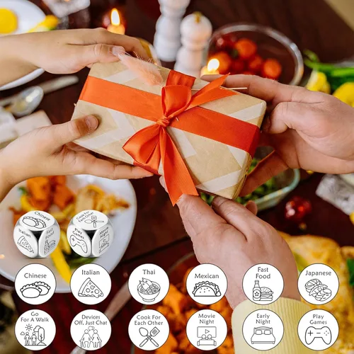 Vista 3 de Regalos divertidos de dados de comida para el día de San Valentín para él y ella, regalos para el día de San Valentín, dados de decisión de cita