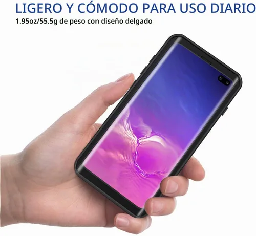 Vista 2 de Lanhiem Funda para Samsung Galaxy S10+ Plus, IP68 impermeable a prueba de polvo con protector de pantalla integrado, carcasa protectora resistente a