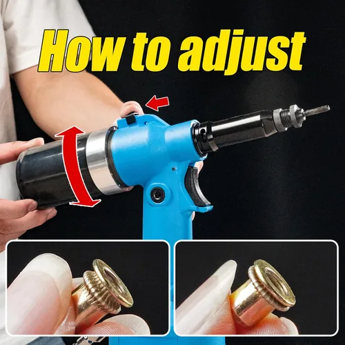 Vista 5 de Herramienta Neumática de Tuerca Remachadora Hidráulica de Servicio Pesado, Kit de Herramienta de Pistola de Tuerca Remachadora Neumática Automática