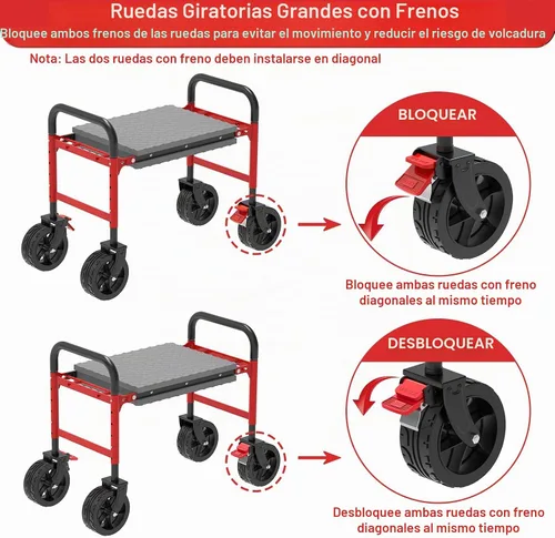 Vista 8 de NIUXX Taburete mecánico de servicio pesado: ruedas de 5 "ruedan suavemente