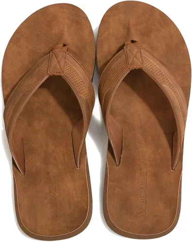 Vista 5 de AX BOXING Chanclas de cuero para hombre, sandalias cómodas y casuales