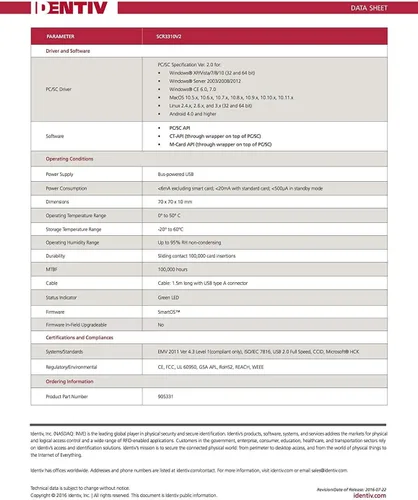 Vista 4 de Identiv SCR3310v2.0 Lector USB de tarjetas inteligentes