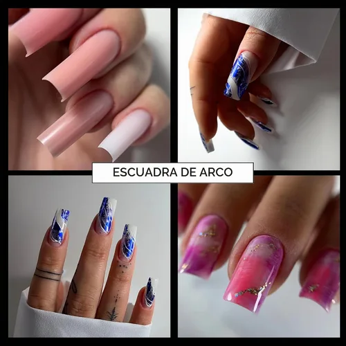 Vista 4 de MGart Formas de uñas dobles con estructura cuadrada de arco, moldes de poligel de cobertura completa, 12 tamaños para pegamento de gel sólido