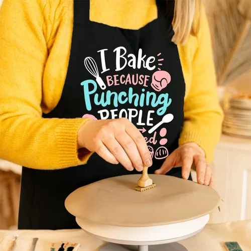 Vista 3 de Divertidos delantales para hornear para mujeres con bolsillos, delantal de cocina con restistante de agua para hombres, regalo de cumpleaños