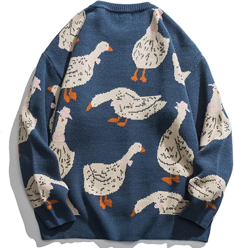 Vista 2 de Aelfric Eden Van Gogh - Suéter de manga larga con estampado de girasol para hombre, informal, de gran tamaño, Beige