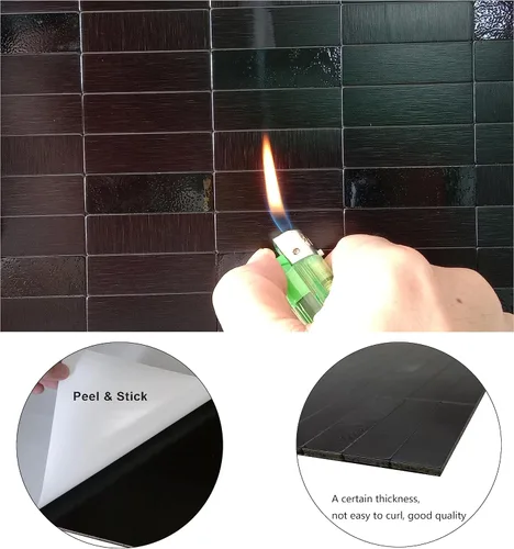 Vista 4 de XUANINY Azulejos de Mosaico de Aluminio Autoadhesivos para Despegar y Pegar, Pegatinas de Azulejos de Pared para Salpicadero de Cocina