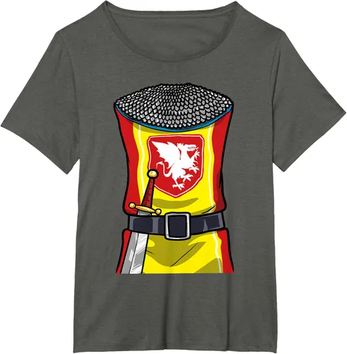 Vista 49 de Disfraz medieval de caballero de Halloween, camiseta para niños con espada de armadura, Negro, S