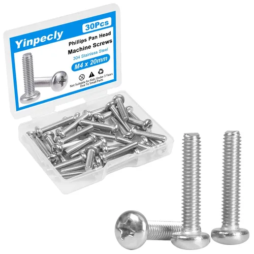 Vista 8 de 20 tornillos de máquina de cabeza plana M4 x 1.575 in acero