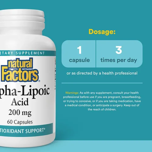 Vista 3 de Natural Factors Cápsulas de ácido alfa-lipoico de 200 mg, 60