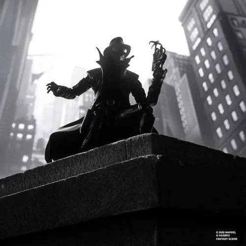 Vista 2 de Marvel Legends Series Spider-Man Noir, Retro Cardback Spider-Man Comics Figura de acción coleccionable de 6 pulgadas (exclusivo de Amazon)
