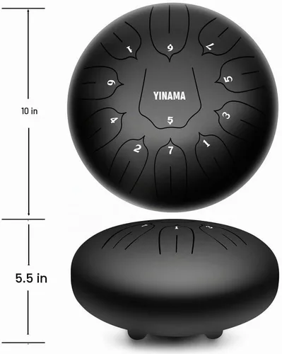 Vista 2 de Instrumento de percusión de tambor de lengua de acero, 11 notas, 10 pulgadas, negro