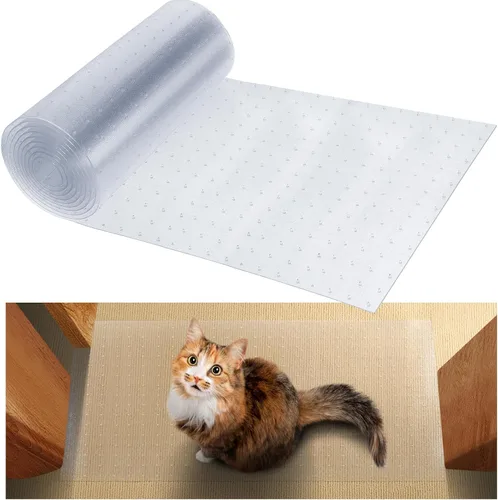 Vista 9 de Protector de alfombra de 8.2 pies (L) para mascotas - Protector de alfombra antideslizante para gatos, tapón resistente a los arañazos
