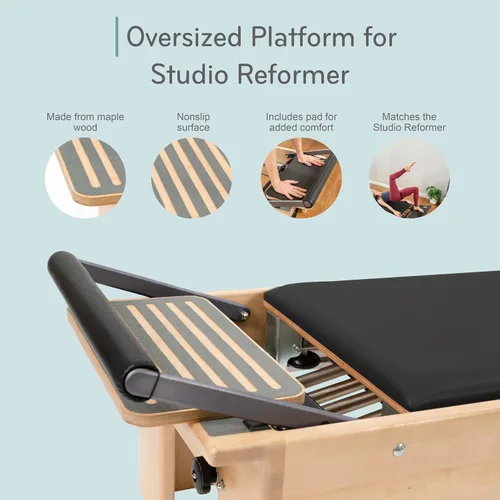 Vista 4 de Balanced Body Plataforma de gran tamaño para Studio Reformer, Extensor de Pilates Reformer, accesorios de reformer, extensor antideslizante para uso