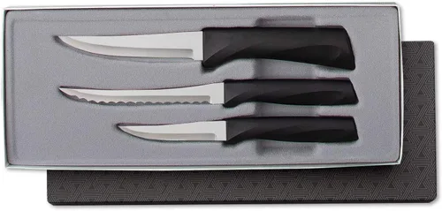 Vista 4 de RADA Cutlery - Juego de 3 piezas de cuchillo de himno, juego de regalo con afilador de borde rápido, asas negras