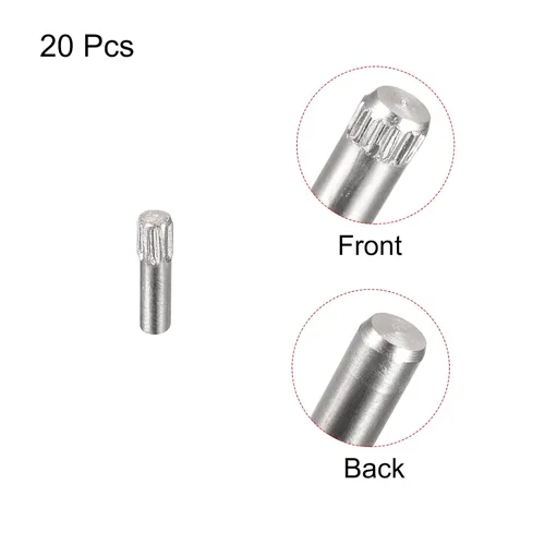 Vista 3 de uxcell Pasadores de acero inoxidable 304 de 0.05 x 0.236 pulgadas, 20 pines de cabeza moleteada con extremo biselado plano, clavijas de madera