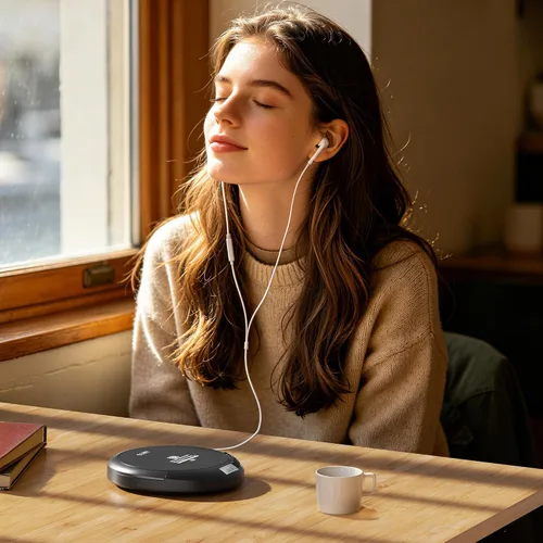 Vista 9 de Coby Reproductor de CD Bluetooth portátil con radio FM y auriculares, disco recargable anti-salto con reproducción de MP3, entrada AUX, súper bajo