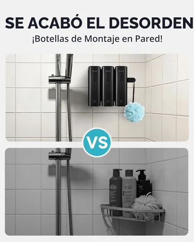 Vista 6 de AIKE Dispensador de champú y acondicionador de ducha de 3 cámaras para baño Negro