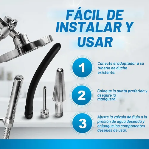 Vista 6 de Sistema todo en uno de 4 boquillas para hacer enemas en la ducha Juego de enema de ducha prémium Cleanstream