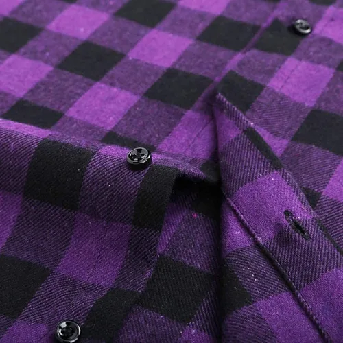 Vista 7 de Cromoncent - Camisa casual de franela a cuadros con botones para hombre
