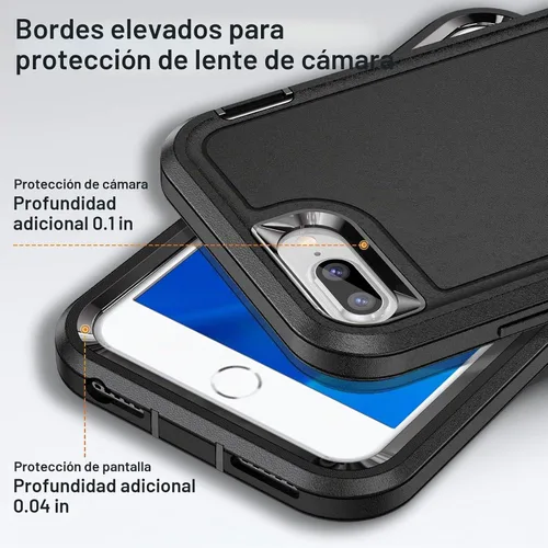 Vista 6 de IDweel Funda para iPhone 8 Plus/7 Plus/6S Plus/6 Plus con soporte, protección resistente, a prueba de golpes, arañazos, ajuste delgado, negro