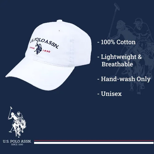 Vista 6 de Concept One Polo de EE.UU. Assn. Logotipo bordado de caballo de caballo desde 1890 sombrero de béisbol de algodón ajustable con ala curvada