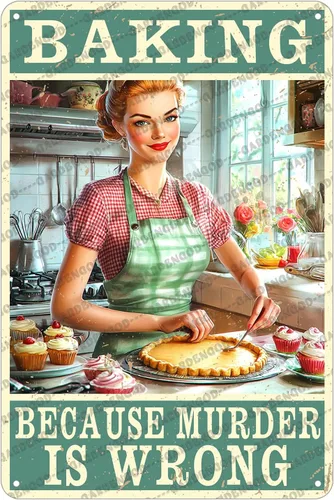 Vista 29 de Cartel de metal divertido Baker Sprinkles Are For Cupcakes Not Toilet Seats Novedoso póster de metal para el hogar, cocina, baño, letrero