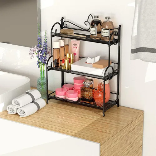 Vista 2 de YIUKEA Organizador de baño para encimera, organizador de especias de 3 niveles, organización de mostrador y almacenamiento para baño, cocina