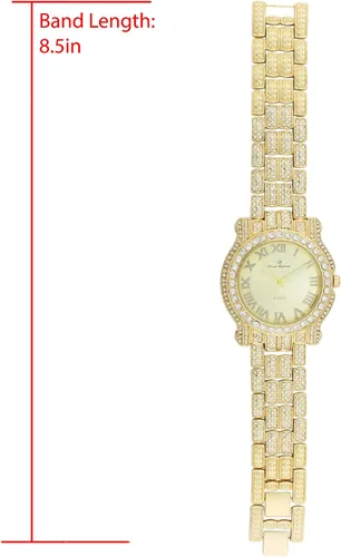 Vista 64 de Charles Raymond Bling-ed Out Ultimate Hip Hop Royalty Reloj para hombre con número romano de fácil lectura o indicadores de tiempo de diamantes