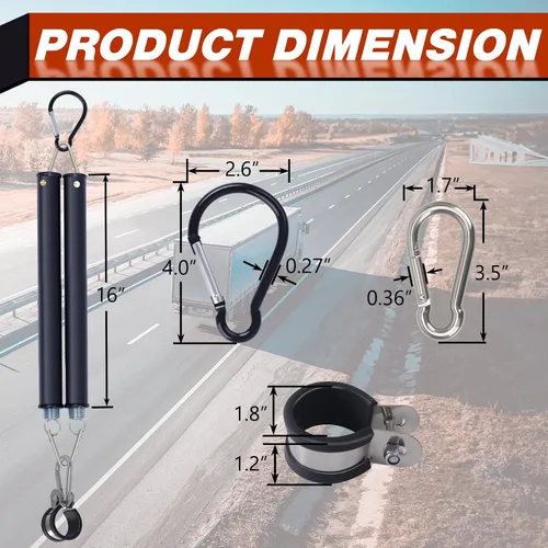 Vista 5 de Cheemuii Kit de Resorte Tensor Doble de 16" con Soporte para Manguera de Remolque, Resorte Tensor Resistente para Kit de Líneas de Aire de Camión