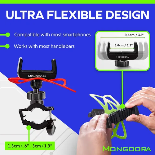 Vista 3 de Soporte para teléfono celular, para bicicleta, para todo tipo de Smartphone: iPhone 7 /7+, 6 /6+, 5s, 5, Samsung Galaxy S7 /S7 Edge, S6, S5, S4