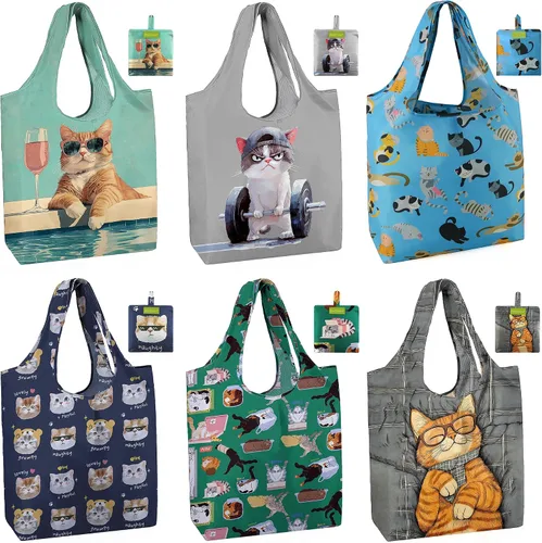 Vista 8 de Bolsas de la compra de animales reutilizables plegables bolsas de comestibles