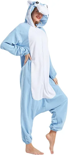 Vista 5 de SimZoo Adult Animal Onesie Pajamas, Men and Women's Animal Cosplay Costume Sleepwear, One-Piece Unisex Homewear