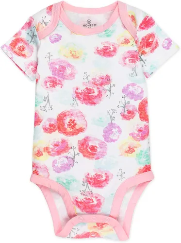 Vista 2 de HonestBaby baby-girls 5-pack Short Sleeve Bodysuits One-piece 100% Organic Cotton for Infant Baby Girls