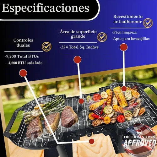 Vista 4 de Parrilla portátil de gas y plancha plegable Fold-N-Go, 9.200 BTU, ligera con estuche de transporte