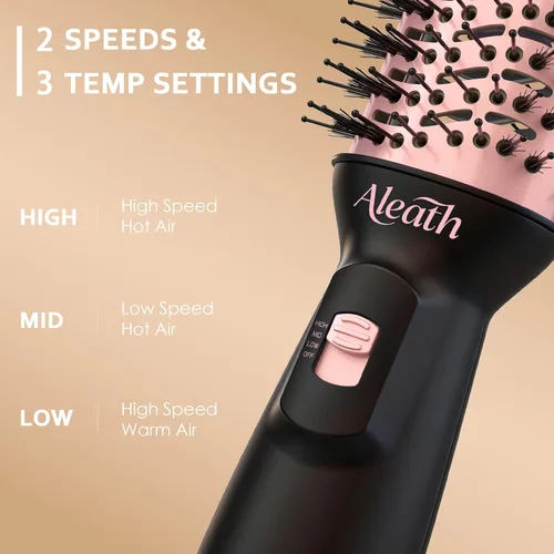 Vista 4 de Aleath Cepillo secador de pelo para viajes: regalos 2026 para mujeres - Pequeño cepillo de aire caliente con doble voltaje automático - Cepillo
