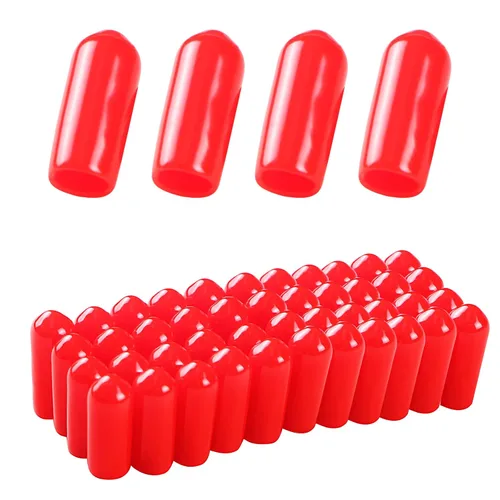 Vista 45 de Cubierta de tapa de extremo redondo de goma 0.08 pulgadas (0.079 in), protectores de rosca de tornillo de PVC flexible de tubería de tubería
