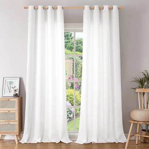 Vista 268 de BGment Cortinas de Lino Beige de 63 Pulgadas de Largo 2 Paneles - Tratamientos para Ventanas con Textura de Arpillera Filtrantes de Luz Cortinas B