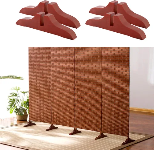 Vista 4 de 4 piezas de soporte plegable de madera para divisor de habitación con tornillos, soporte de pantalla para división de pies, soporte de pantalla